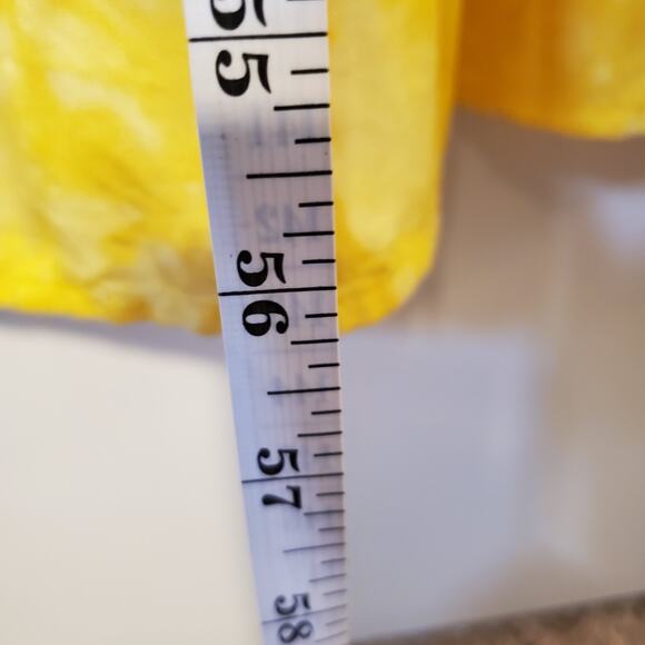 Cotton Code Yellow Maxi Dress Size L XL Tall Applique Short Sleeve Tie Dye USA - Picture 10 of 10